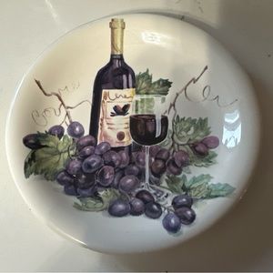 6  Vintage "Cider HOUSE" Cheese Plates 6 1/4 Purple Grape Wine Design Pattern